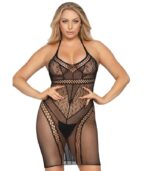 LEG AVENUE - MINI ROBE MULTI FILET TAILLE UNIQUE - NOIR