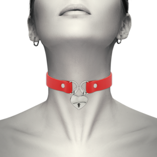 COQUETTE CHIC DESIRE - COLLIER EN CUIR VEGAN ROUGE AVEC ACCESSOIRE COEUR AVEC CL?