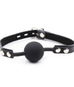 OHMAMA FETISH - BÂILLON BALLE EN SILICONE AVEC CEINTURE EN CUIR (CADENAS INCLUS)