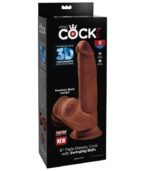 KING COCK - BALLES GODE 3D PLUS 24.5 CM MARRON