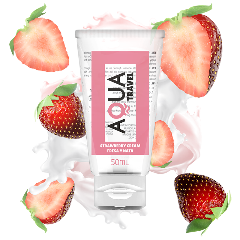 AQUA TRAVEL - LUBRIFIANT À BASE D''EAU SAVEUR CRÈME DE FRAISE - 50 ML