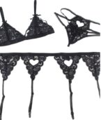 SUBBLIME - SET ENSEMBLE TROIS PIÈCES SOUTIEN-GORGE + PORTE-JARRETELLE + STRING L/XL