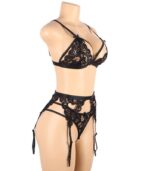 SUBBLIME - SET ENSEMBLE TROIS PIÈCES SOUTIEN-GORGE + PORTE-JARRETELLE + STRING L/XL