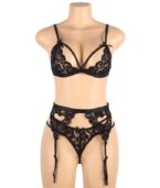 SUBBLIME - SET ENSEMBLE TROIS PIÈCES SOUTIEN-GORGE + PORTE-JARRETELLE + STRING L/XL