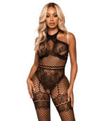 LEG AVENUE - NET HALTER BODYSTOCKING TAILLE UNIQUE - NOIR