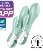 SATISFYER - AIR PUMP BUNNY 5+ APPLICATION GONFLABLE LAPIN VIBRATEUR VERT