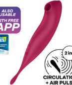 SATISFYER - APPLICATION DE STIMULATEUR ET VIBRATEUR TWIRLING PRO+ ROUGE