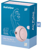 SATISFYER - STIMULATEUR ET VIBRATEUR DOUBLE AIR PULSE PRO TO GO 3 ROSE