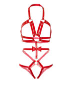 LEG AVENUE - KINK - HARNAIS CLOUTÉ O-RING TEDDY TAILLE L - ROUGE