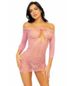 LEG AVENUE - MINI ROBE EN FILET COEUR TAILLE UNIQUE - ROSE