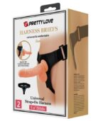 PRETTY LOVE - HARNAIS SLIPS HARNAIS UNIVERSEL AVEC GODE TOM 20 CM NATUREL