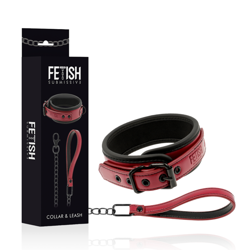 FETISH SUBMISSIVE DARK ROOM - COLLIER CHAÎNE DOUBLURE EN NÉOPRÈNE