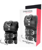 DARKNESS - MENOTTES AJUSTABLES EN CUIR NOIR AVEC DOUBLURE