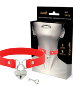 COQUETTE CHIC DESIRE - COLLIER EN CUIR VEGAN ROUGE AVEC ACCESSOIRE COEUR AVEC CL?