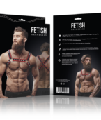 FETISH SUBMISSIVE ATTITUDE - HARNAIS POITRINE BULLDOG EN CUIR ÉCOLOGIQUE POUR HOMMES NOIR/ROUGE