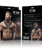 FETISH SUBMISSIVE ATTITUDE - HARNAIS POITRINE CROSS-OVER EN CUIR ÉCOLOGIQUE POUR HOMMES AVEC CLOUS