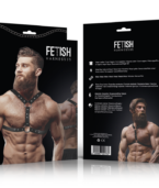 FETISH SUBMISSIVE ATTITUDE - HARNAIS POITRINE EN CUIR ÉCOLOGIQUE AVEC DOUBLE SUPPORT ET CLOUS POUR HOMMES