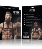 FETISH SUBMISSIVE ATTITUDE - HARNAIS POITRINE AJUSTABLE EN CUIR ÉCOLOGIQUE AVEC COLLIER POUR HOMMES