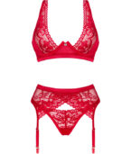 OBSESSIVE - ENSEMBLE LACELOVE TROIS PIÈCES ROUGE M/L