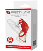 PRETTY LOVE - ANNEAU VIBRATEUR RUBEN 7 VIBRATIONS SILICONE ROUGE