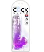 KING COCK - CLEAR PÉNIS RÉALISTE AVEC BOULES 13.5 CM VIOLET