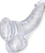 KING COCK - CLEAR PÉNIS COURBE RÉALISTE AVEC BOULES 16.5 CM TRANSPARENT