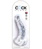 KING COCK - CLEAR PÉNIS COURBE RÉALISTE AVEC BOULES 16.5 CM TRANSPARENT