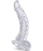 KING COCK - CLEAR PÉNIS COURBE RÉALISTE AVEC BOULES 16.5 CM TRANSPARENT