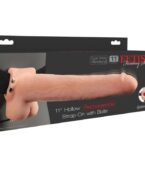 FETISH FANTASY SERIES - HARNAIS RÉGLABLE PÉNIS RÉALISTE AVEC BALLES RECHARGEABLES ET VIBRATEUR 28 CM