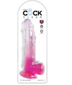 KING COCK - CLEAR GODE AVEC TESTICULES 20.3 CM ROSE