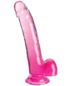 KING COCK - CLEAR GODE AVEC TESTICULES 20.3 CM ROSE