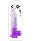 KING COCK - CLEAR GODE AVEC TESTICULES 20.3 CM VIOLET