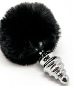 ALIVE - PLUG DE PLAISIR ANAL SPIRAL METAL FLUFFY NOIR TAILLE L