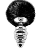 ALIVE - PLUG DE PLAISIR ANAL SPIRAL METAL FLUFFY NOIR TAILLE M