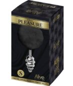 ALIVE - PLUG DE PLAISIR ANAL SPIRAL METAL FLUFFY NOIR TAILLE S