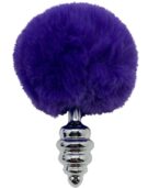 ALIVE - PLUG DE PLAISIR ANAL SPIRAL METAL FLUFFY VIOLET FONCÉ TAILLE L