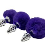 ALIVE - PLUG DE PLAISIR ANAL SPIRAL METAL FLUFFY VIOLET FONCÉ TAILLE L