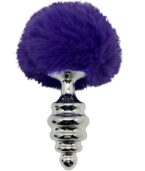 ALIVE - PLUG DE PLAISIR ANAL SPIRAL METAL FLUFFY VIOLET FONCÉ TAILLE L