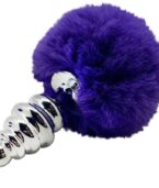 ALIVE - PLUG DE PLAISIR ANAL SPIRAL METAL FLUFFY VIOLET FONCÉ TAILLE L