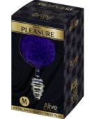 ALIVE - PLUG DE PLAISIR ANAL SPIRAL METAL FLUFFY VIOLET FONCÉ TAILLE M