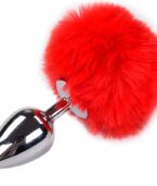 ALIVE - PLUG DE PLAISIR ANAL LISSE MÉTAL FLUFFY ROUGE TAILLE L