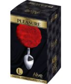 ALIVE - PLUG DE PLAISIR ANAL LISSE MÉTAL FLUFFY ROUGE TAILLE L