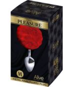 ALIVE - PLUG DE PLAISIR ANAL LISSE MÉTAL FLUFFY ROUGE TAILLE M