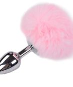 ALIVE - PLUG DE PLAISIR ANAL LISSE MÉTAL FLUFFY ROSE TAILLE L