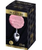 ALIVE - PLUG DE PLAISIR ANAL LISSE MÉTAL FLUFFY ROSE TAILLE L