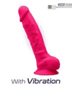 SILEXD - MODÈLE 1 VIBRATEUR PÉNIS RÉALISTE SILICONE PREMIUM SILEXPAN FUCHSIA 20 CM