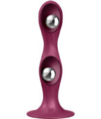 SATISFYER - GODE EN SILICONE DOUBLE BALL-R GRENAT