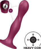 SATISFYER - GODE EN SILICONE DOUBLE BALL-R GRENAT