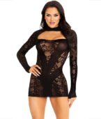 LEG AVENUE - MINI ROBE AVEC DENTELLE MANCHES LONGUES NOIR