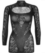 LEG AVENUE - MINI ROBE AVEC DENTELLE MANCHES LONGUES NOIR